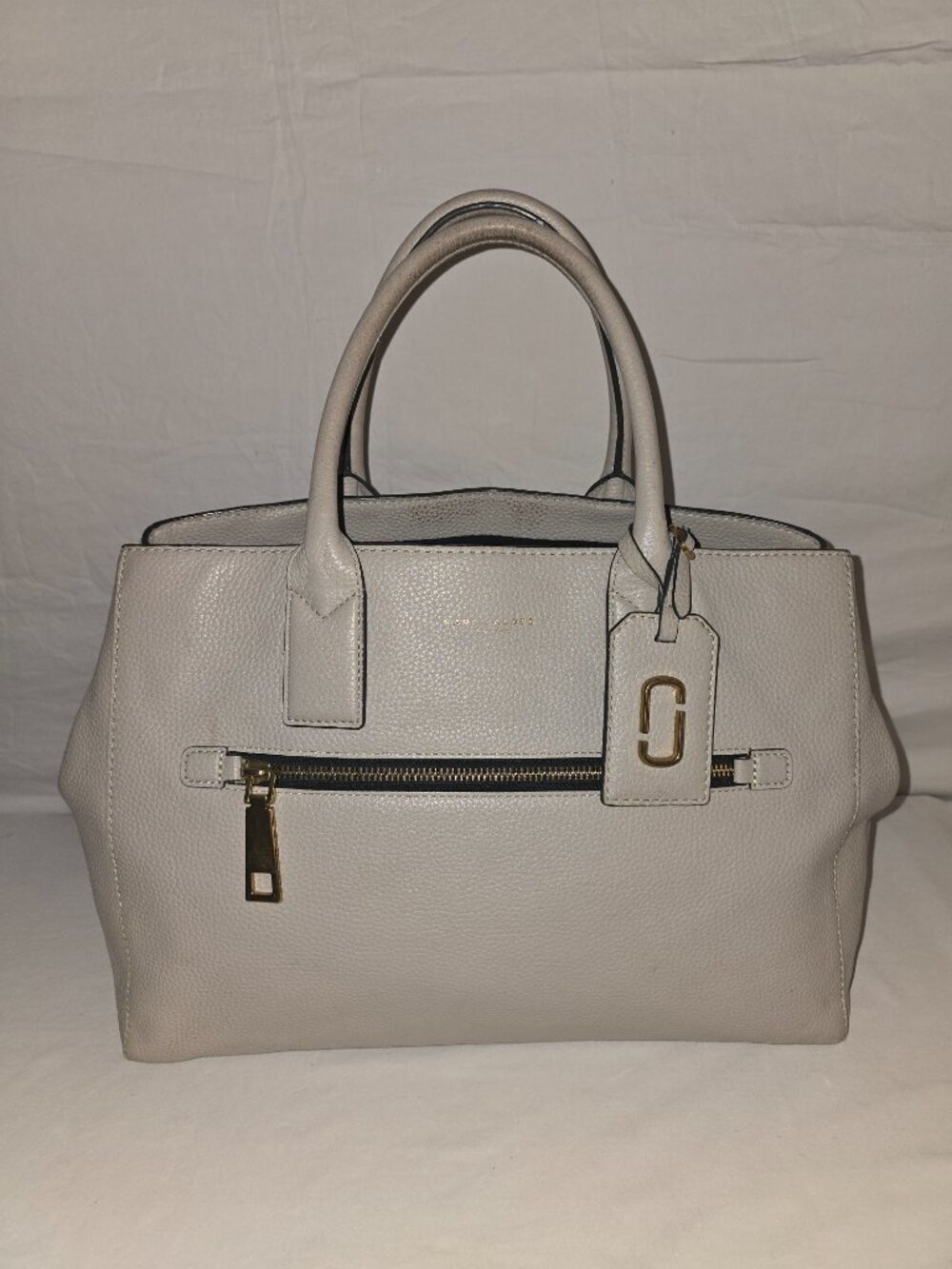 MARC JACOBS Gotham North-South Gray Pebble Grain Leather Shoulder Tote Bag